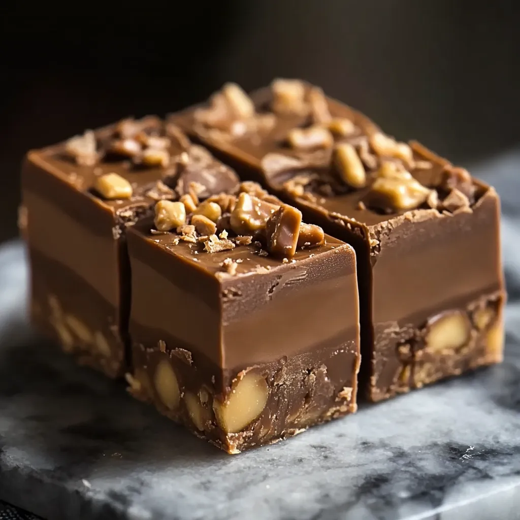 A square of chocolate with nuts on top.