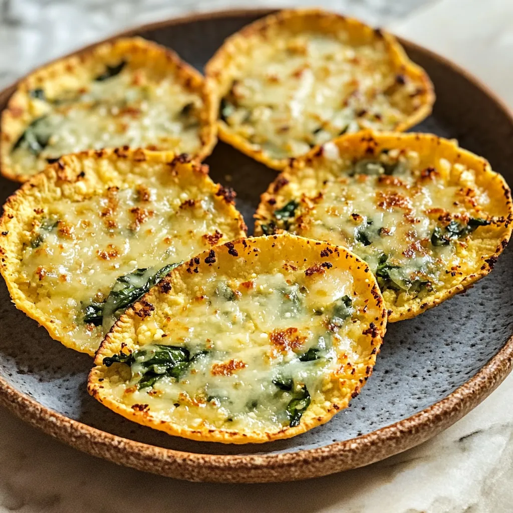 A plate of food with cheese and spinach.