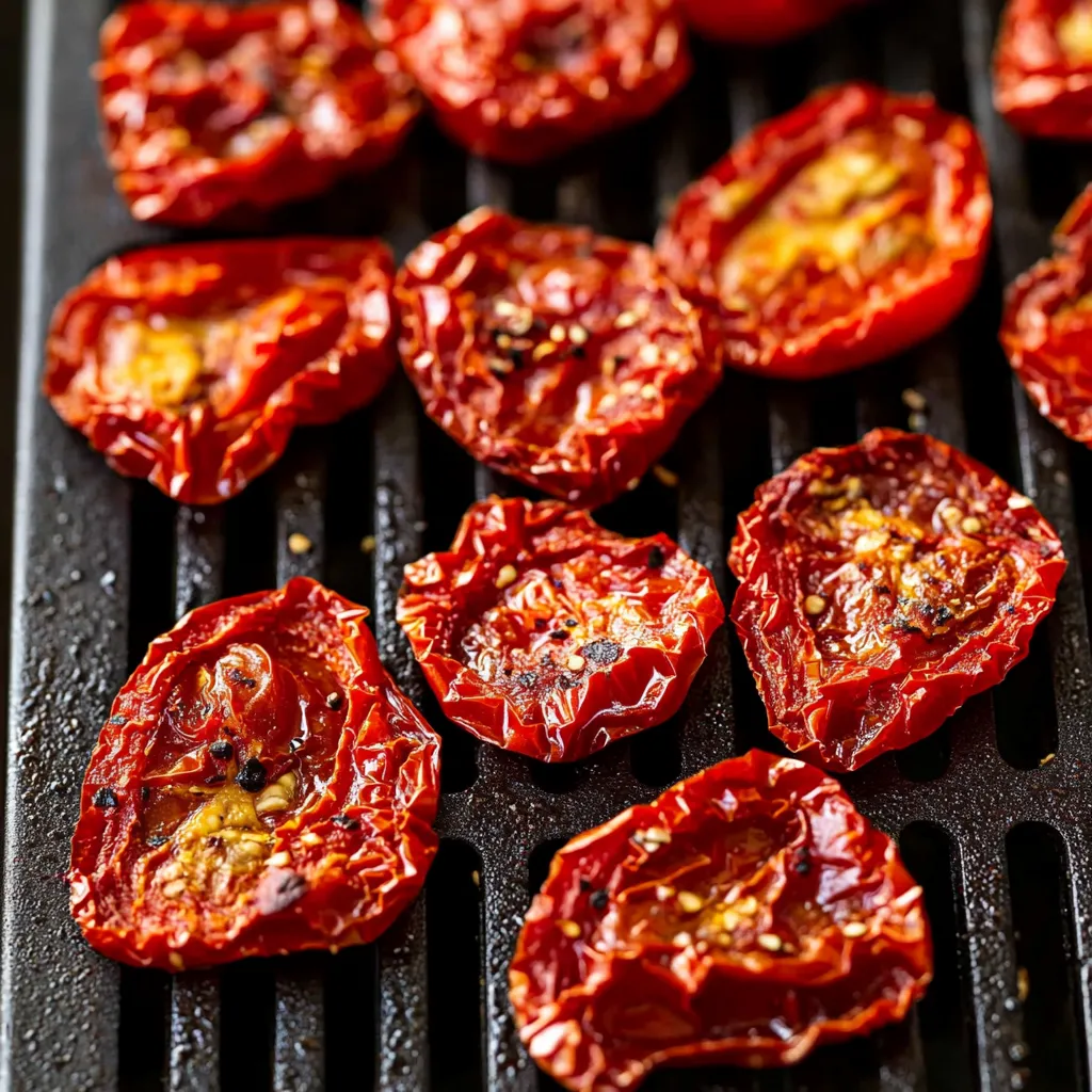 Grilled tomatoes up close.