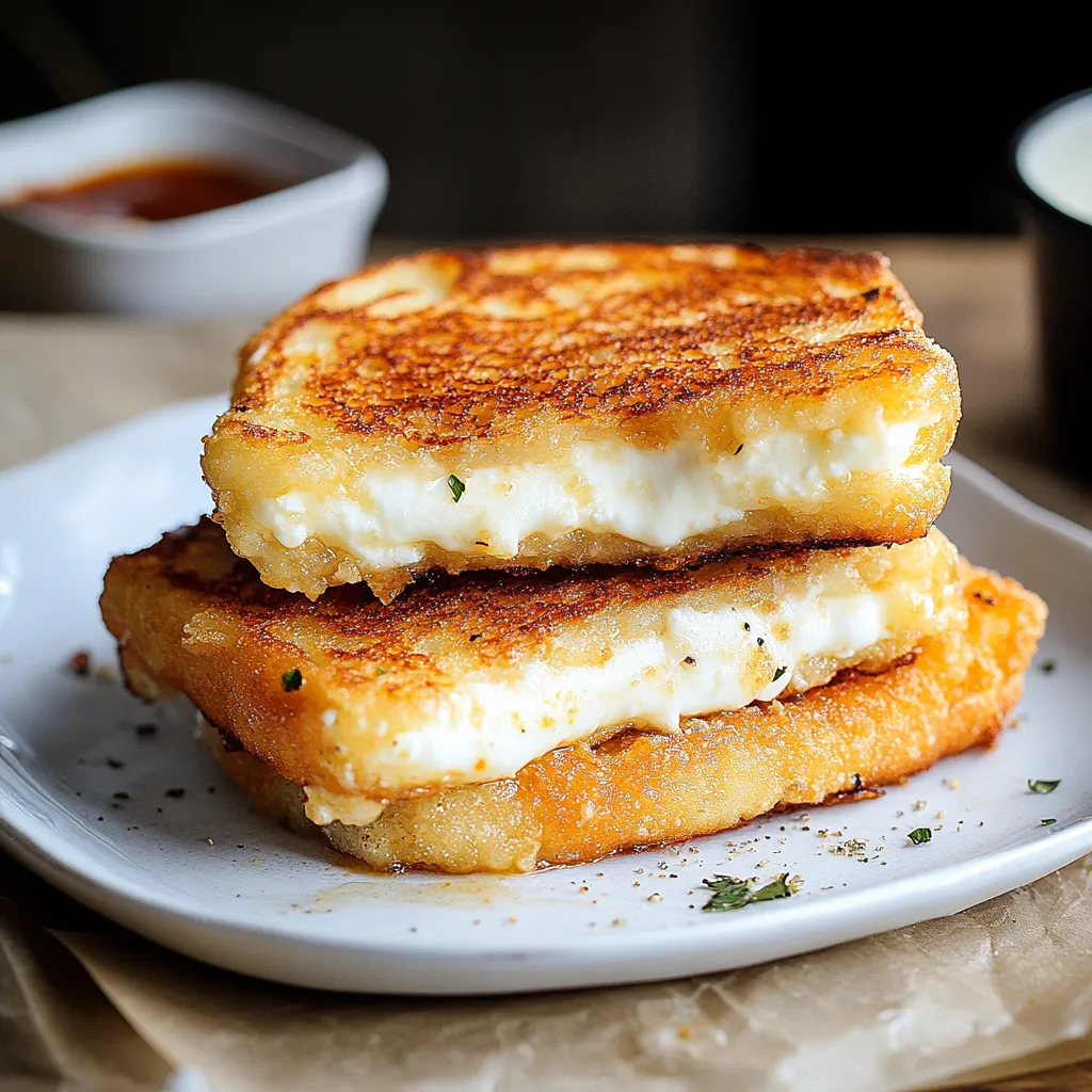 Two grilled cheese sandwiches on a plate.