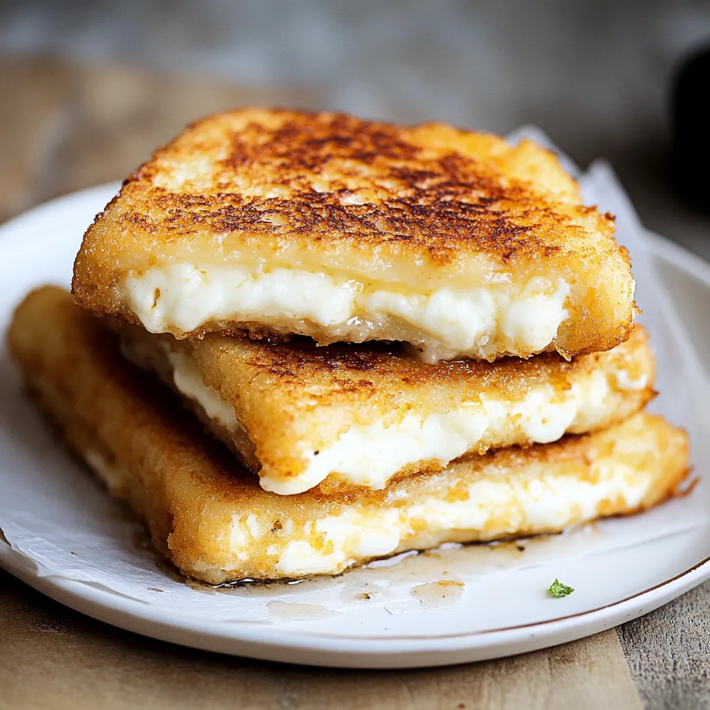 A stack of grilled cheese sandwiches.