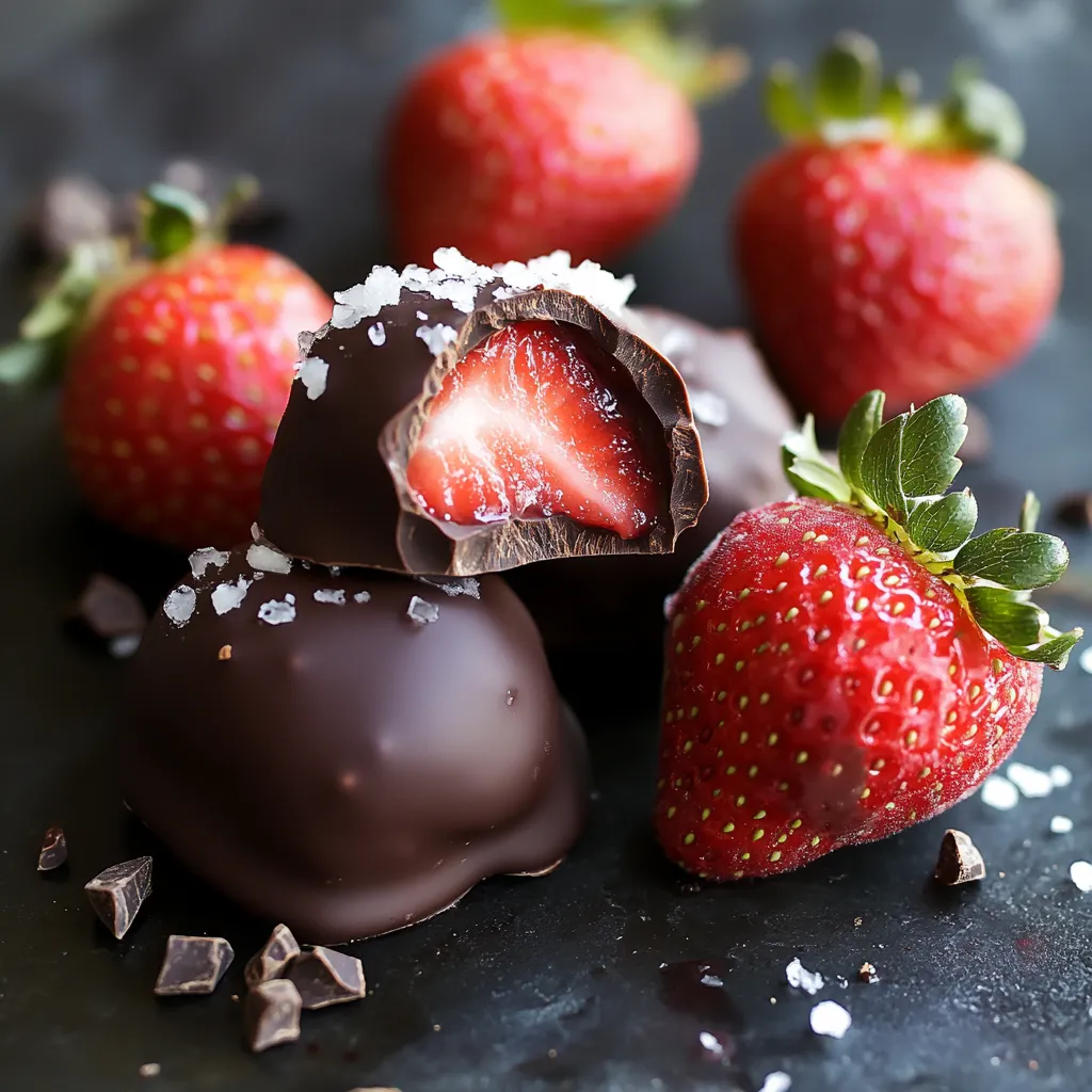 Chocolate covered strawberries with powdered sugar.