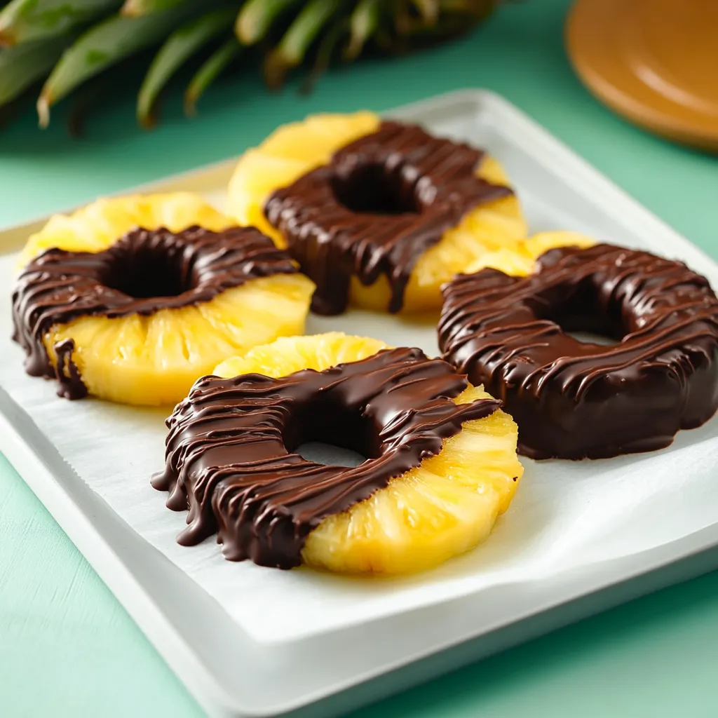 Chocolate covered pineapple donuts.