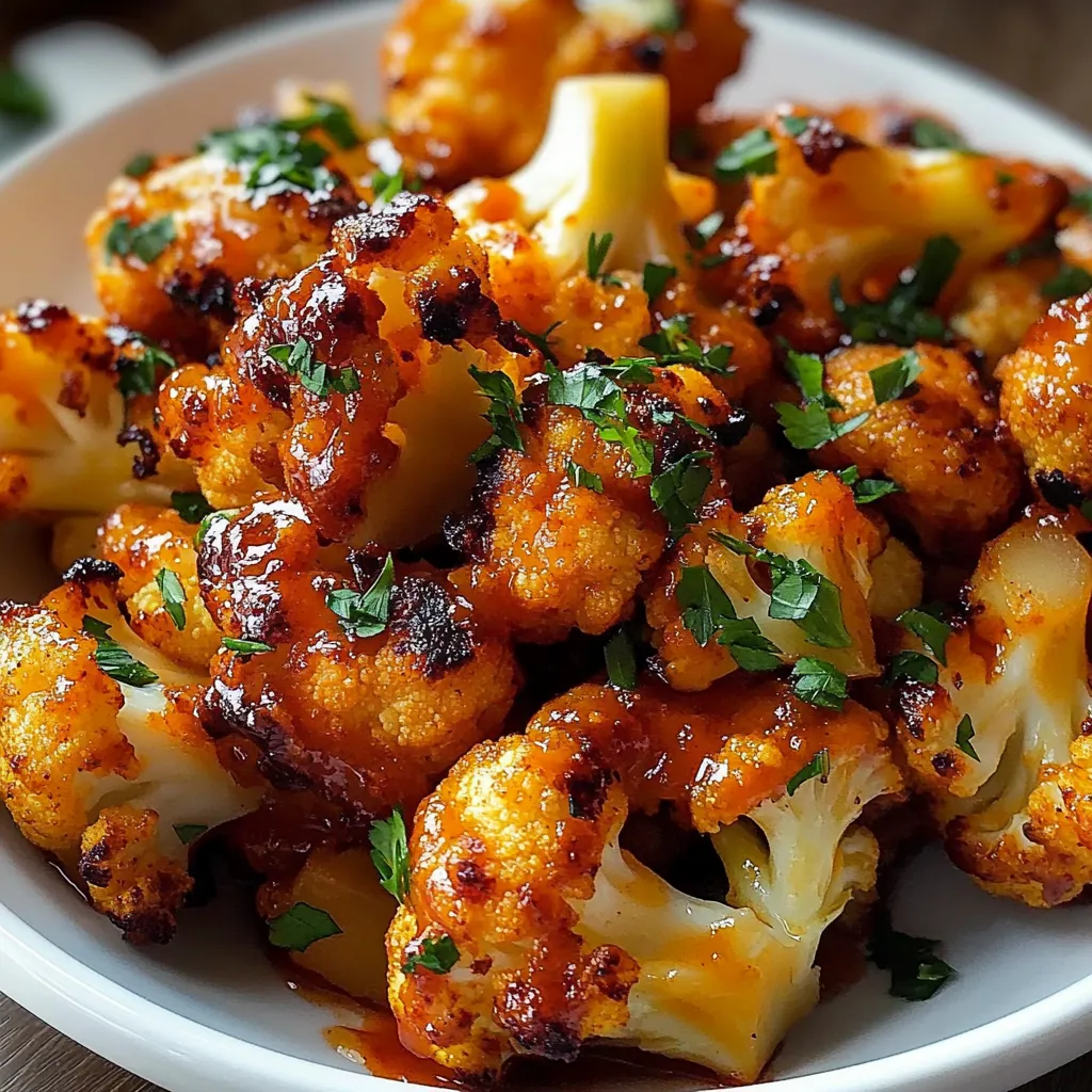 A bowl full of roasted cauliflower with golden edges.