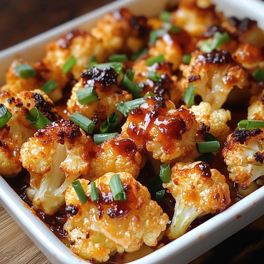 A white bowl filled with cauliflower and sauce.