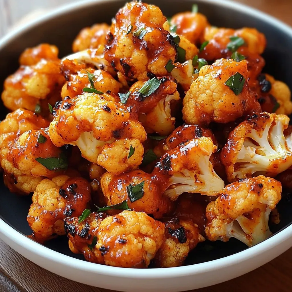 A bowl of cooked cauliflower with a sauce.