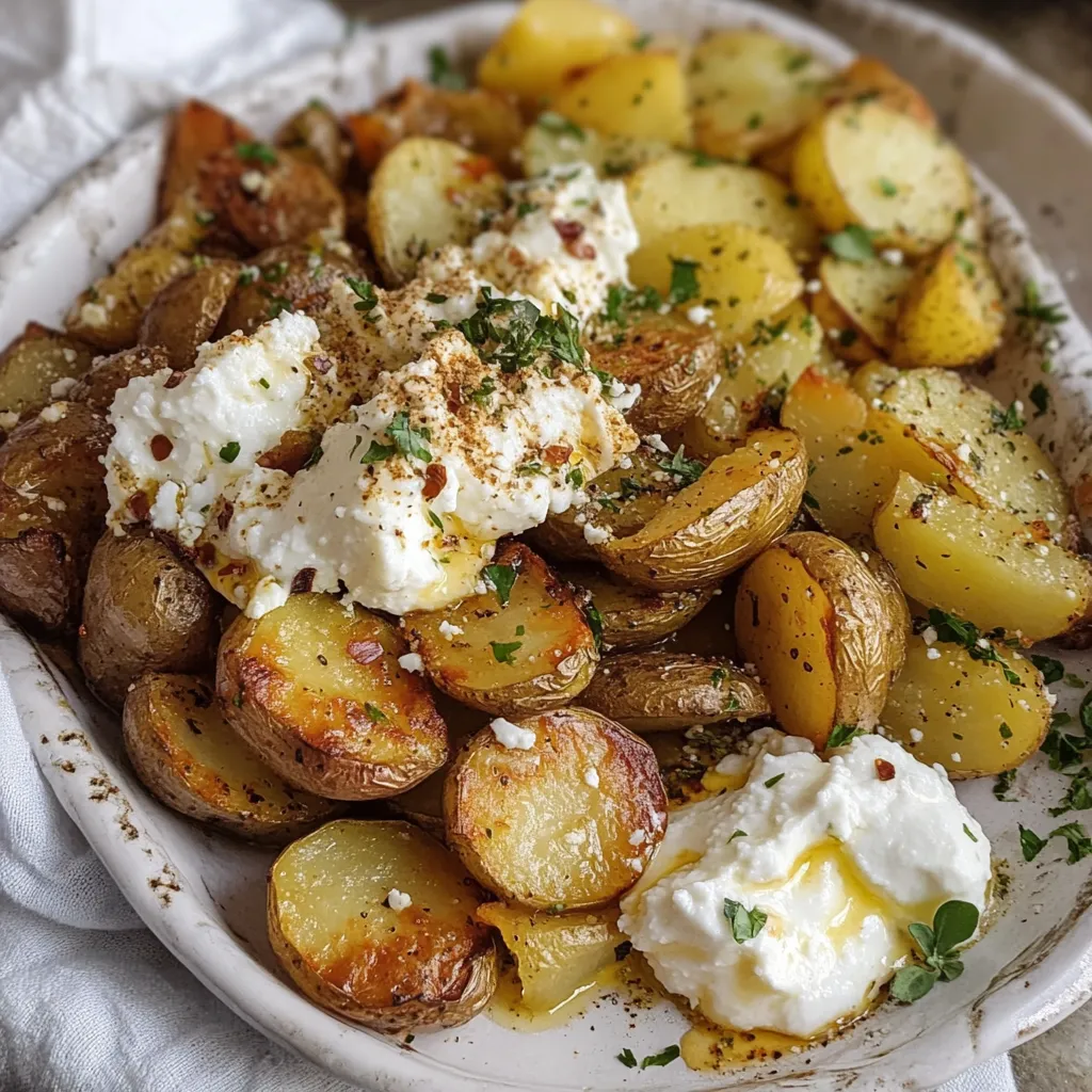 A plate of food with potatoes and cheese.