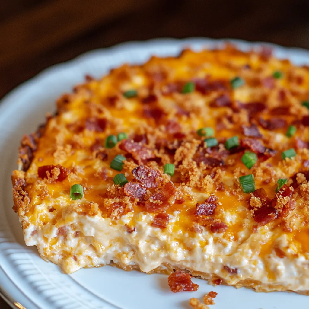 A plate of food with bacon and cheese.