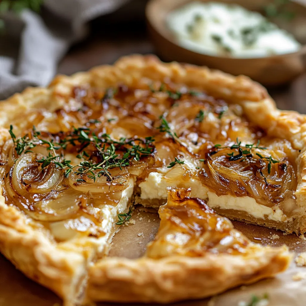 A slice of pie with onions and cheese.