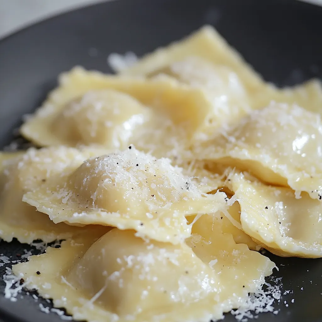 Plate with gooey cheese pasta and black pepper.