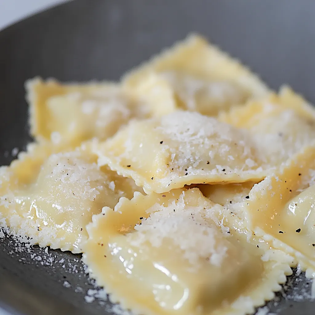 Cheesy pasta dish on a white plate.