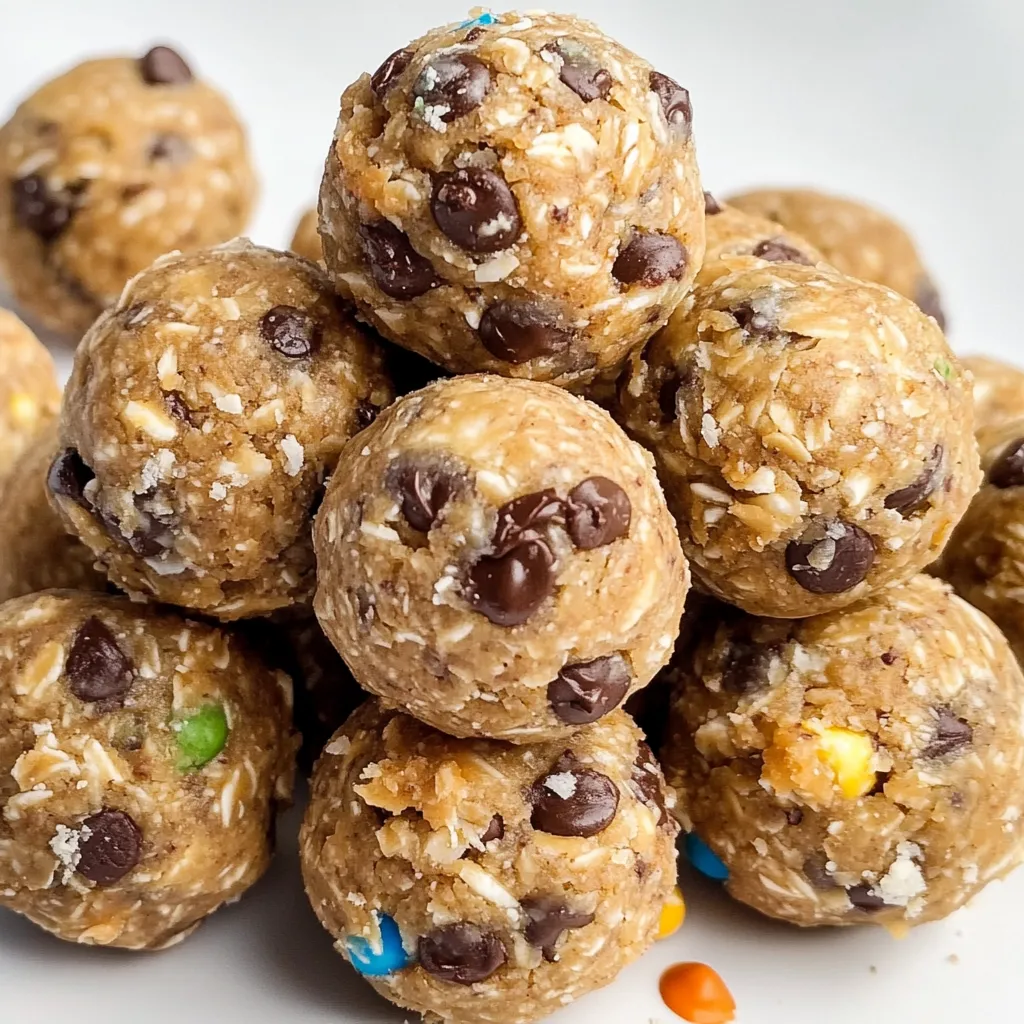 A pile of chewy cookie bites with chocolate.