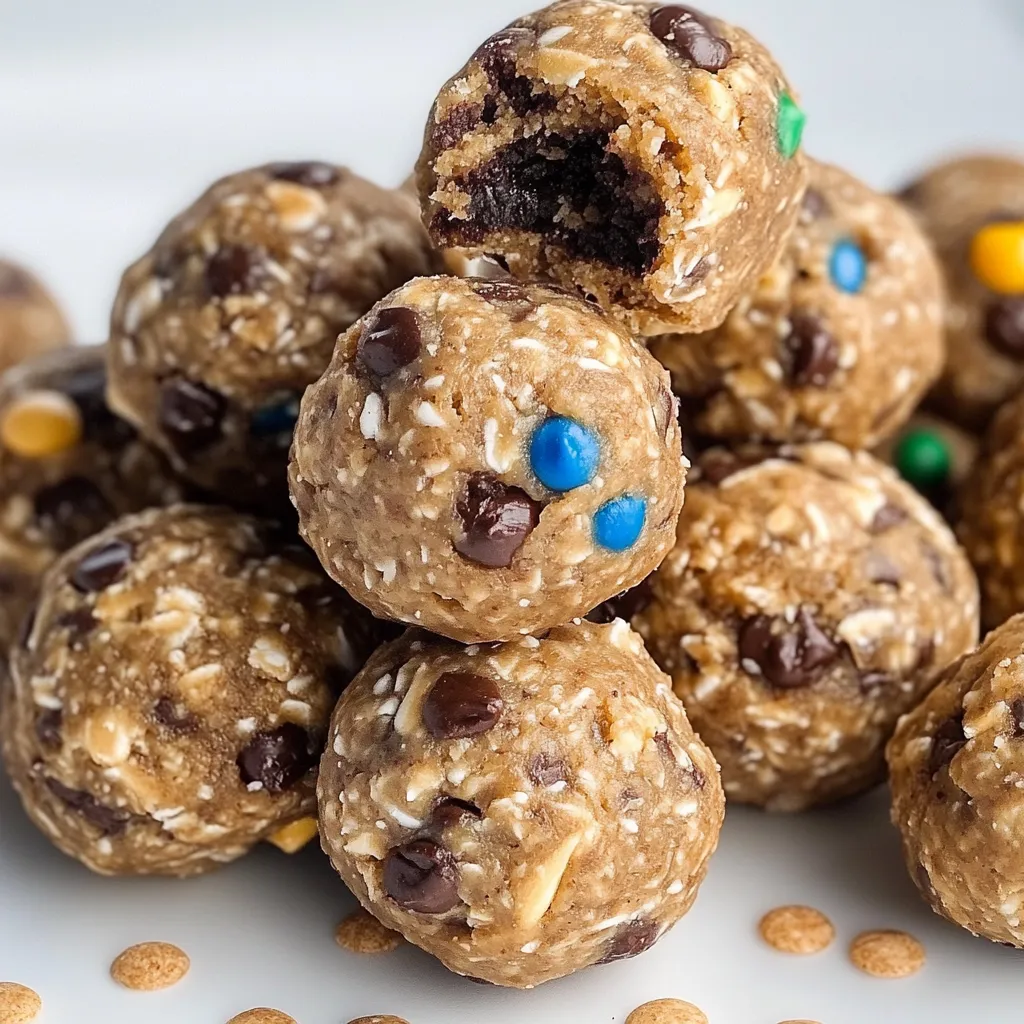 A plate of cereal balls with chocolate chips and marshmallows.