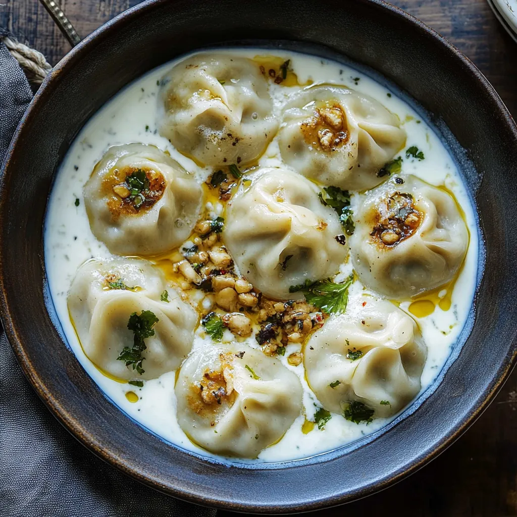 A bowl of yogurt dumplings with toppings.