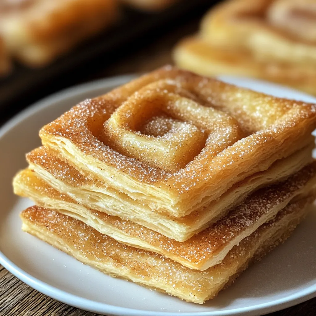 A stack of pastries on a white plate.