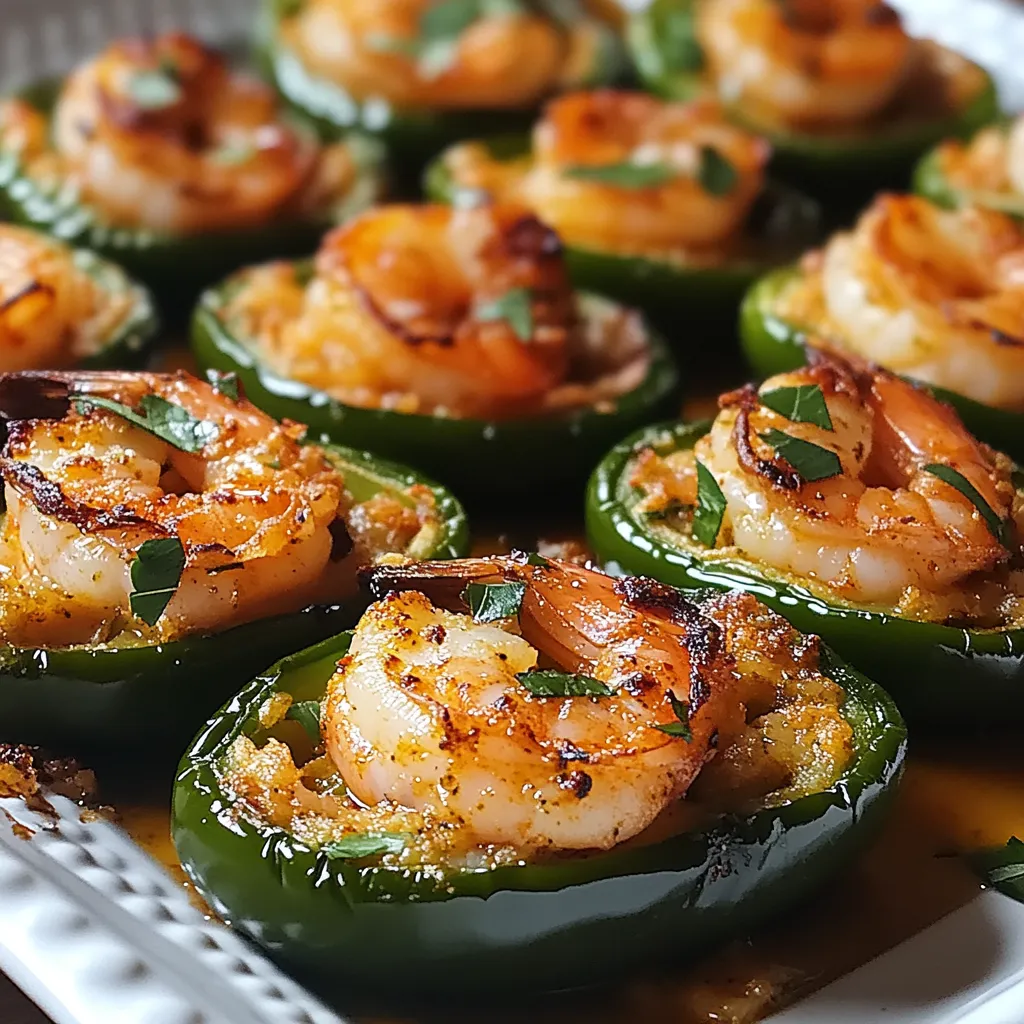 Shrimp and peppers on a plate.