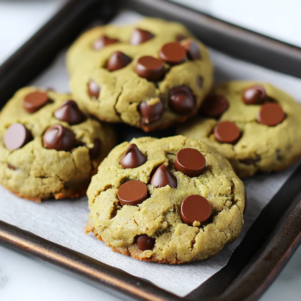 Cookies piled on a plate with chocolate chunks.