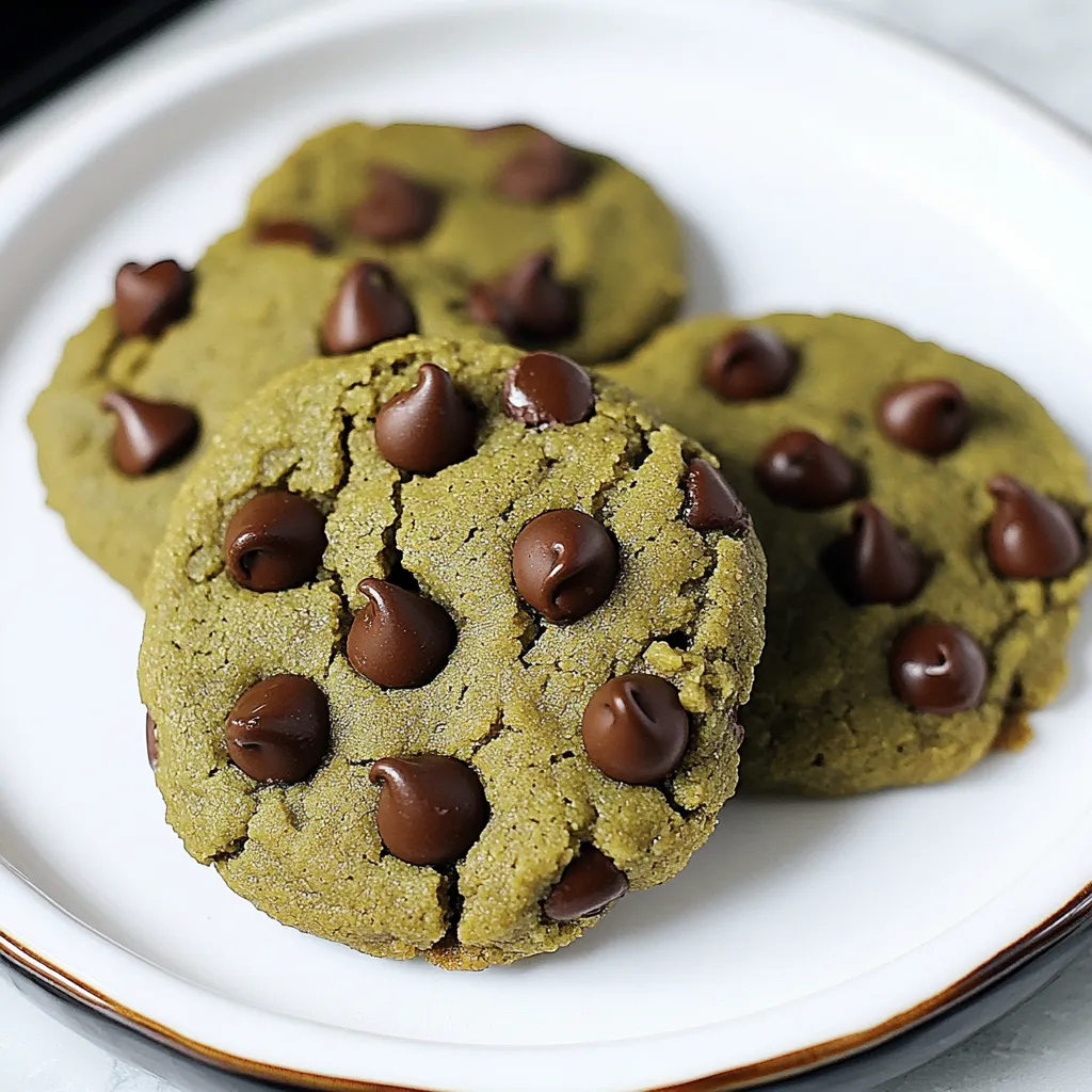 Three chocolate chip cookies on a white plate.
