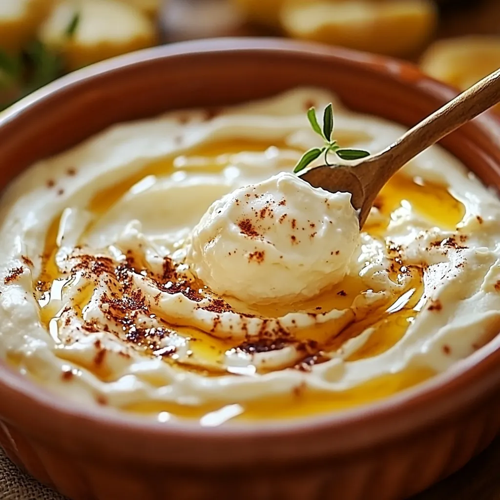 A wooden spoon in a bowl of dip.