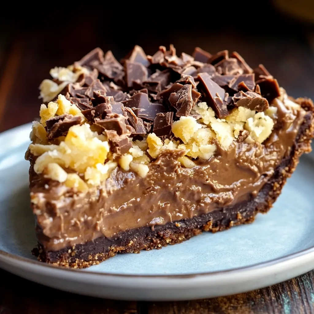 A slice of chocolate cake with walnuts.