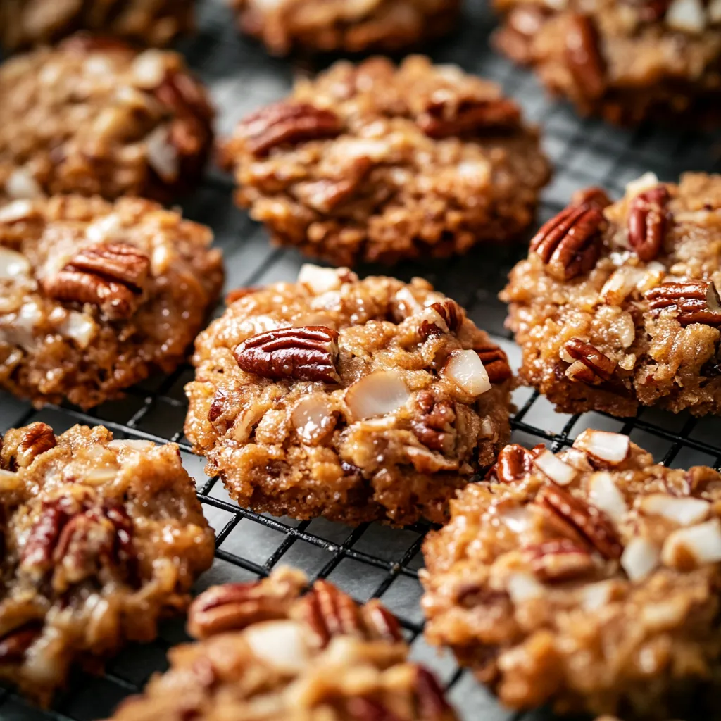 A plate showing delicious pecan cookies.