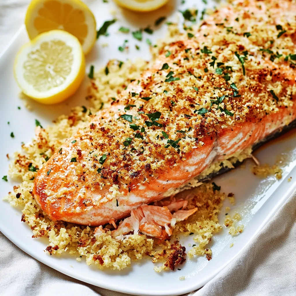 A plate of fish with lemon wedges on top.