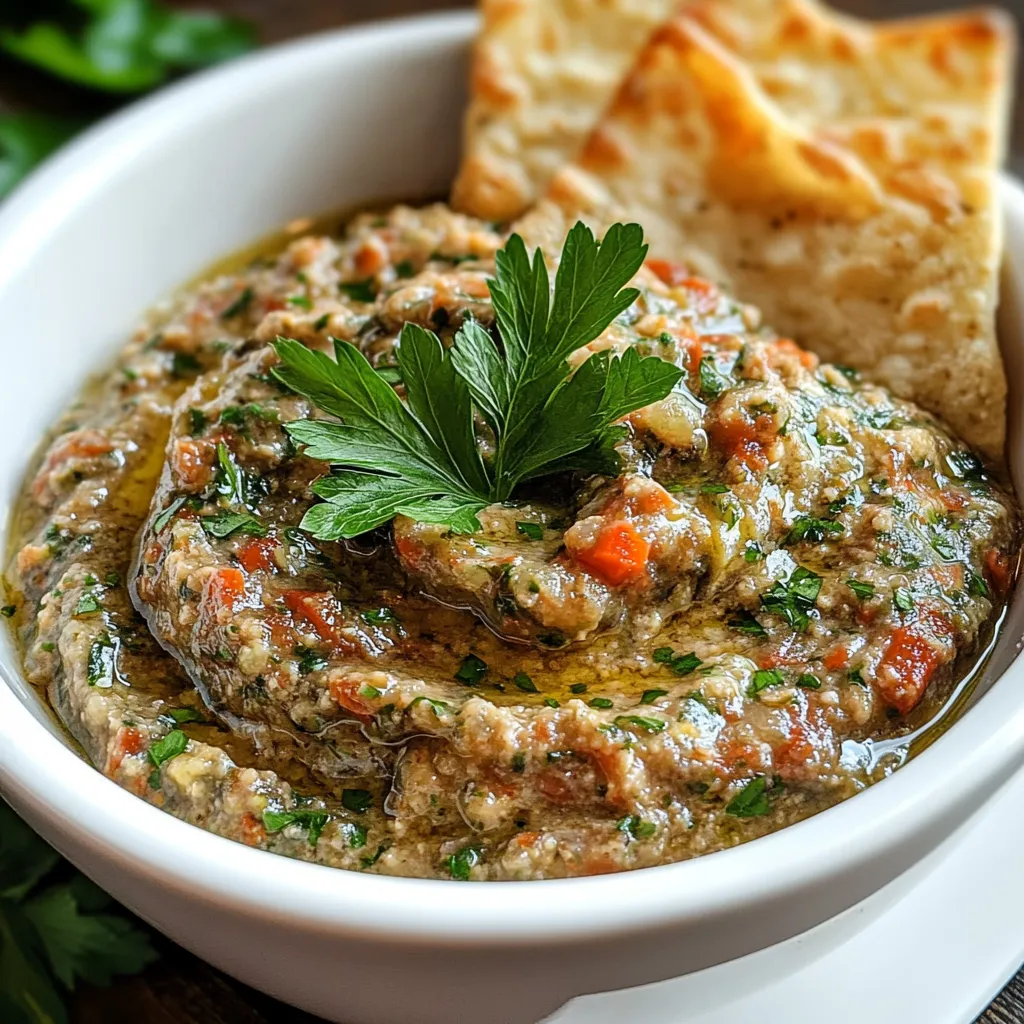 A bowl of food with a green herb on top.