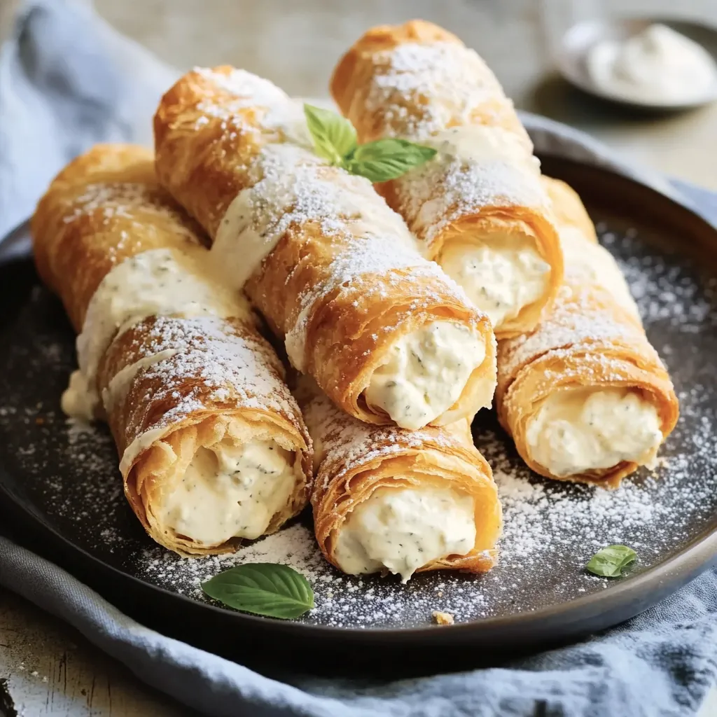 Golden baked pastry horns filled with creamy vanilla custard.