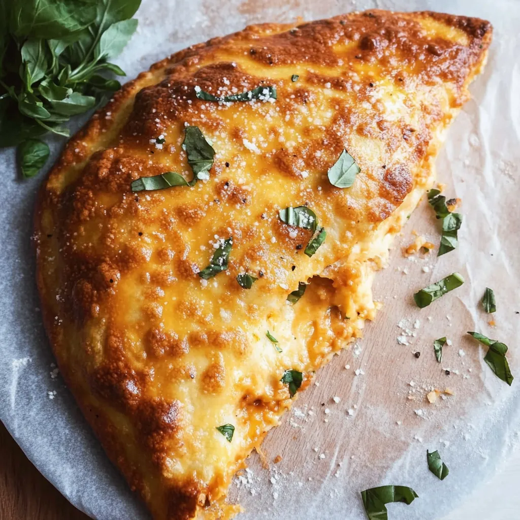 A slice of pizza with cheese and herbs.