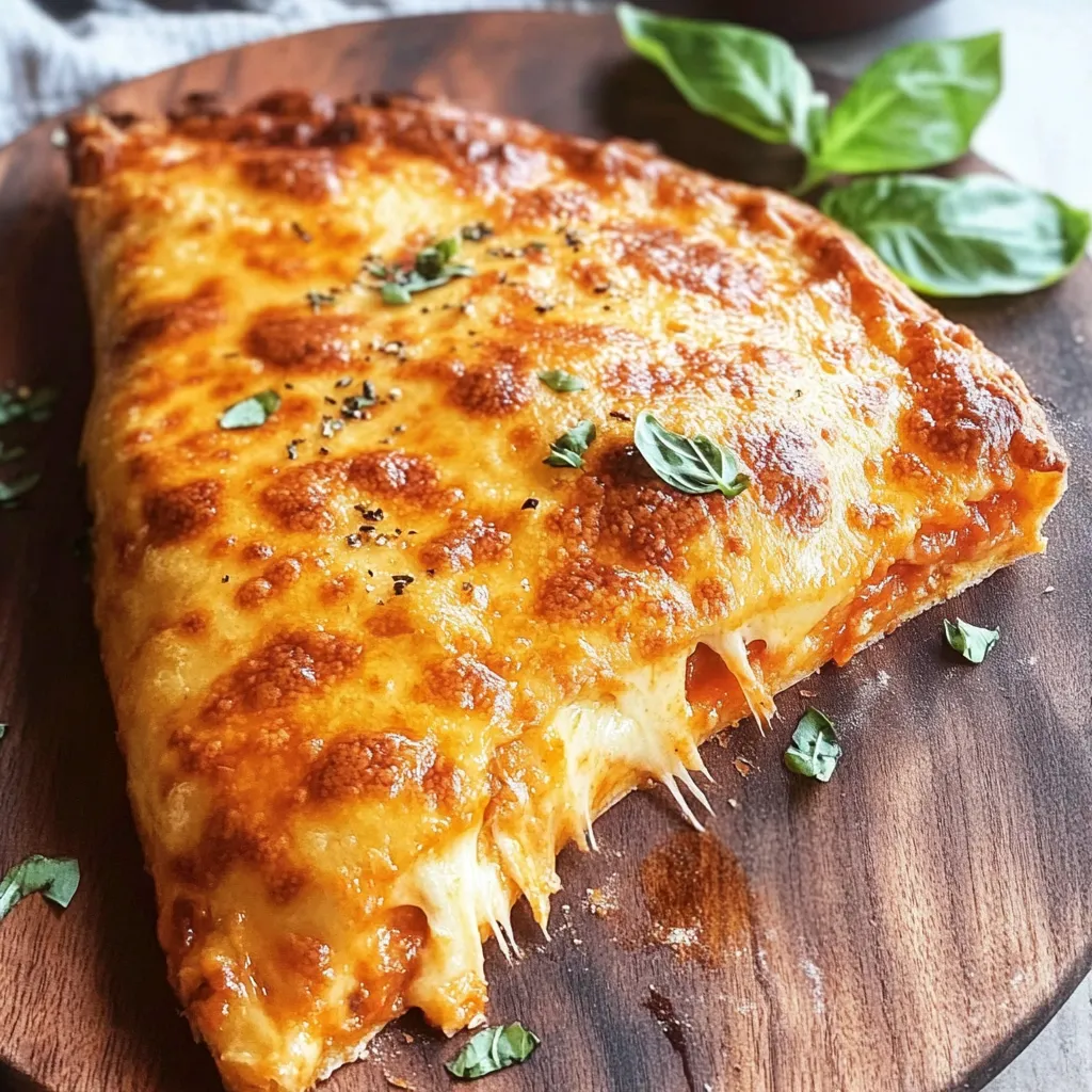 A slice of pizza on a wooden board.