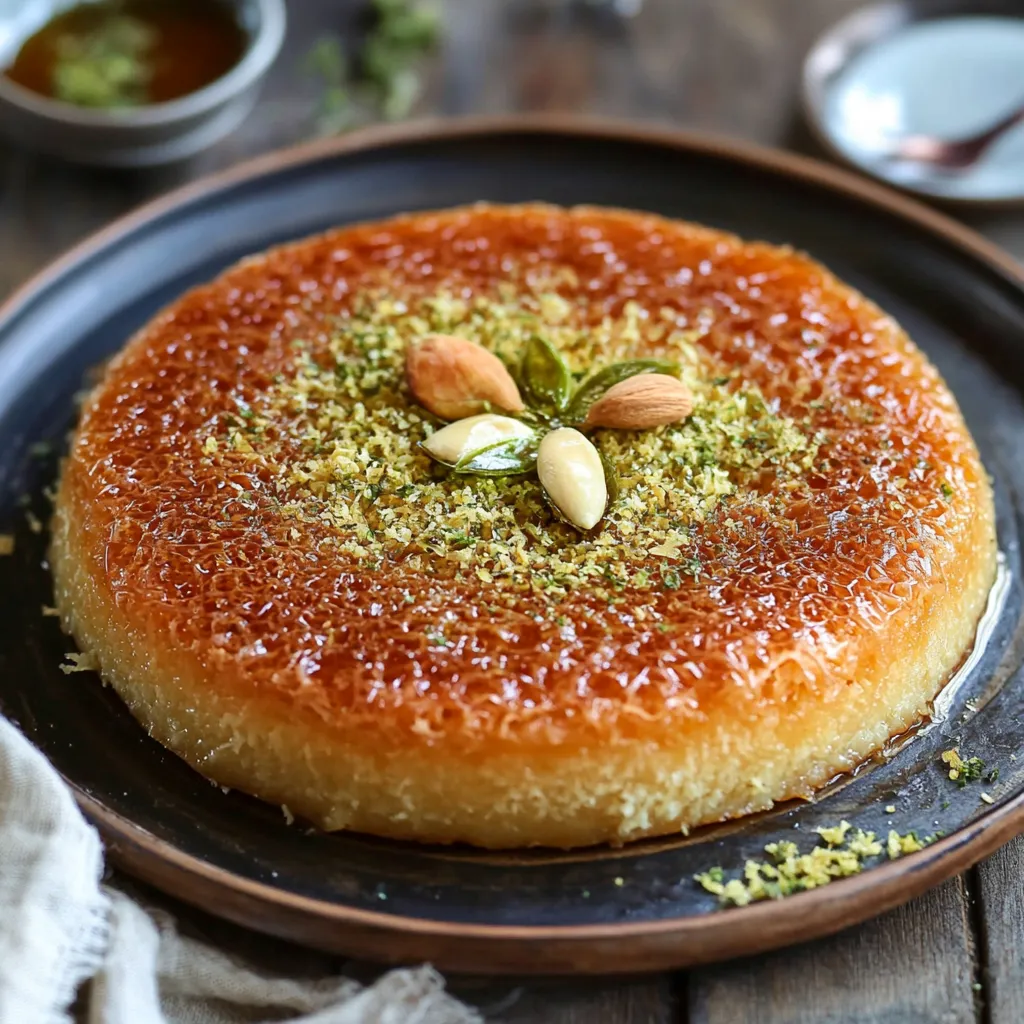 A plate of food with a nut on top.