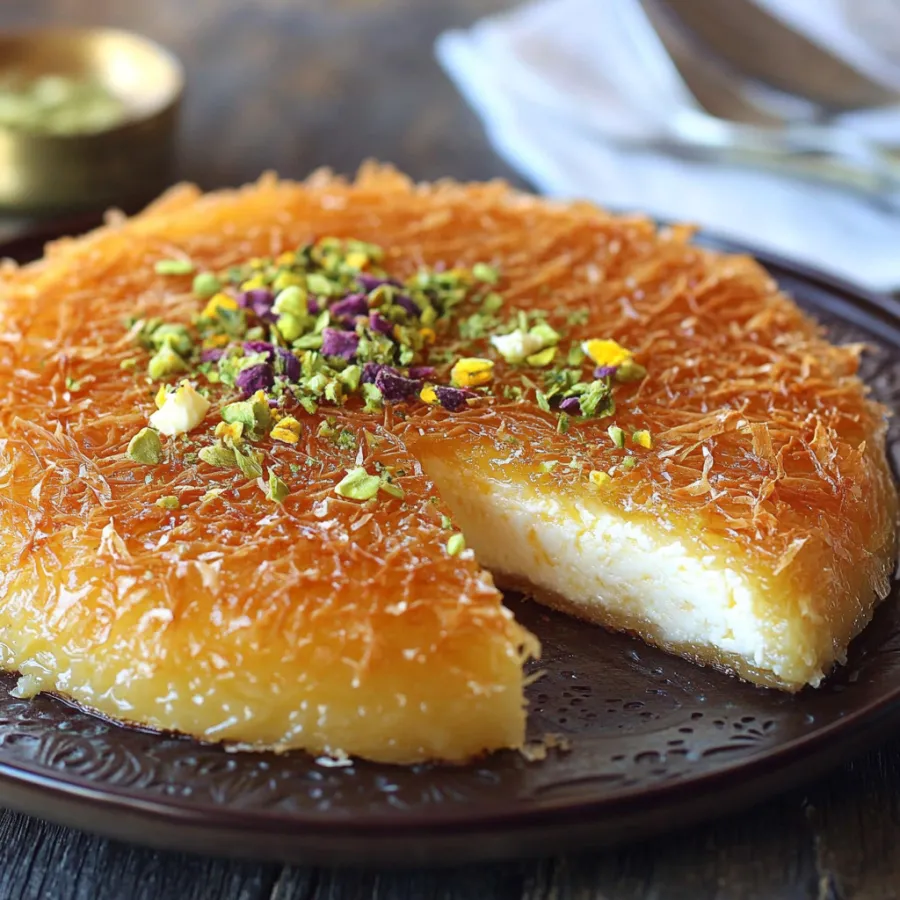A slice of a dessert with a sprinkle of nuts on top.
