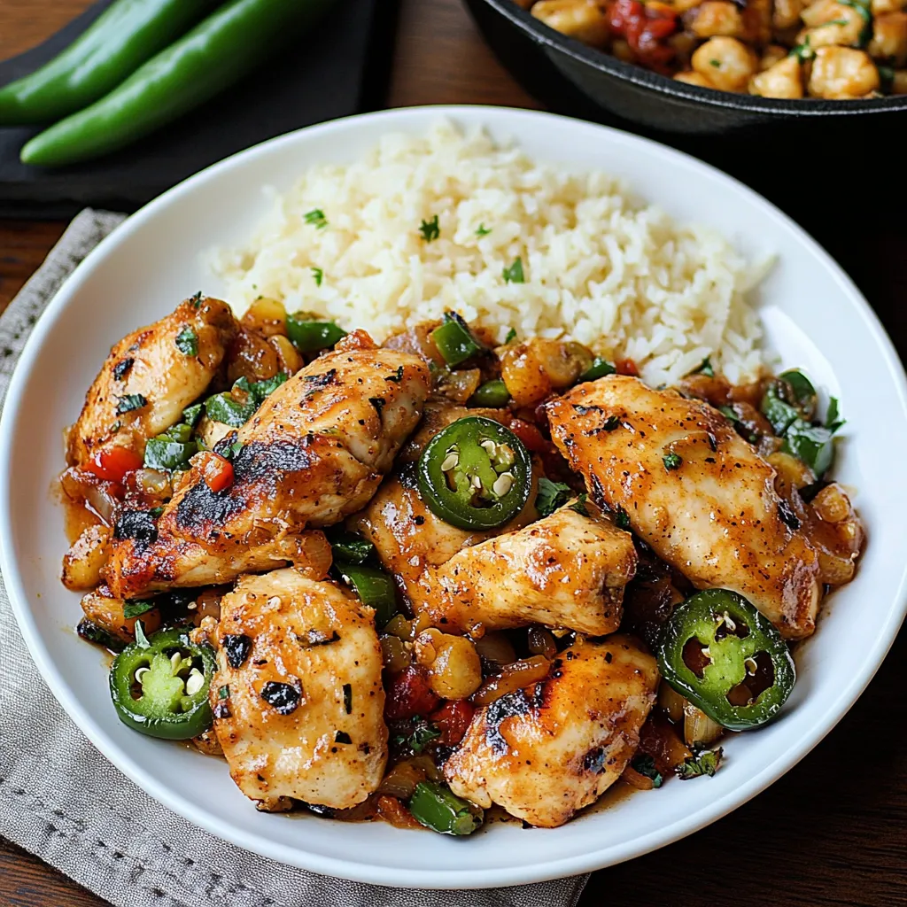 A plate of food with rice and chicken.
