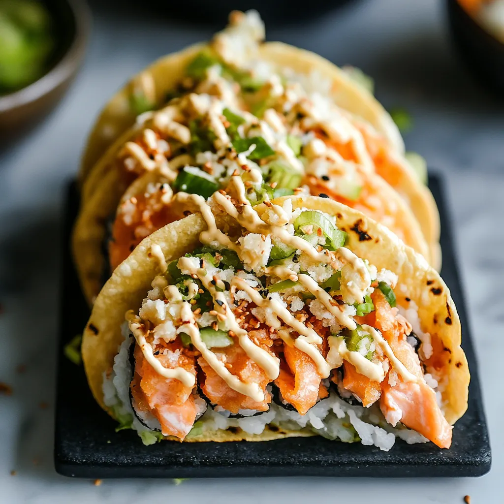A plate of sushi with a sauce on top.
