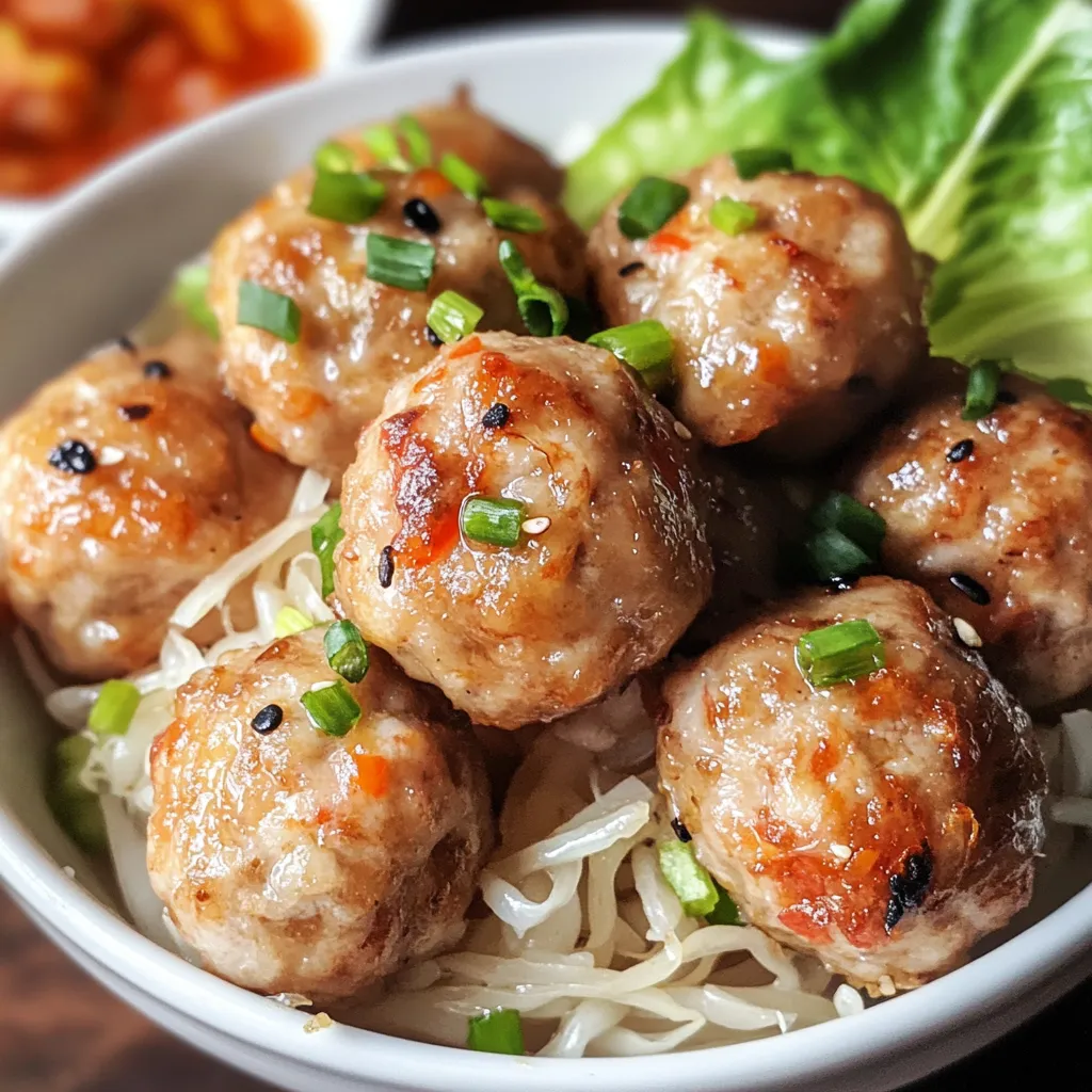 A bowl of meatballs with noodles.
