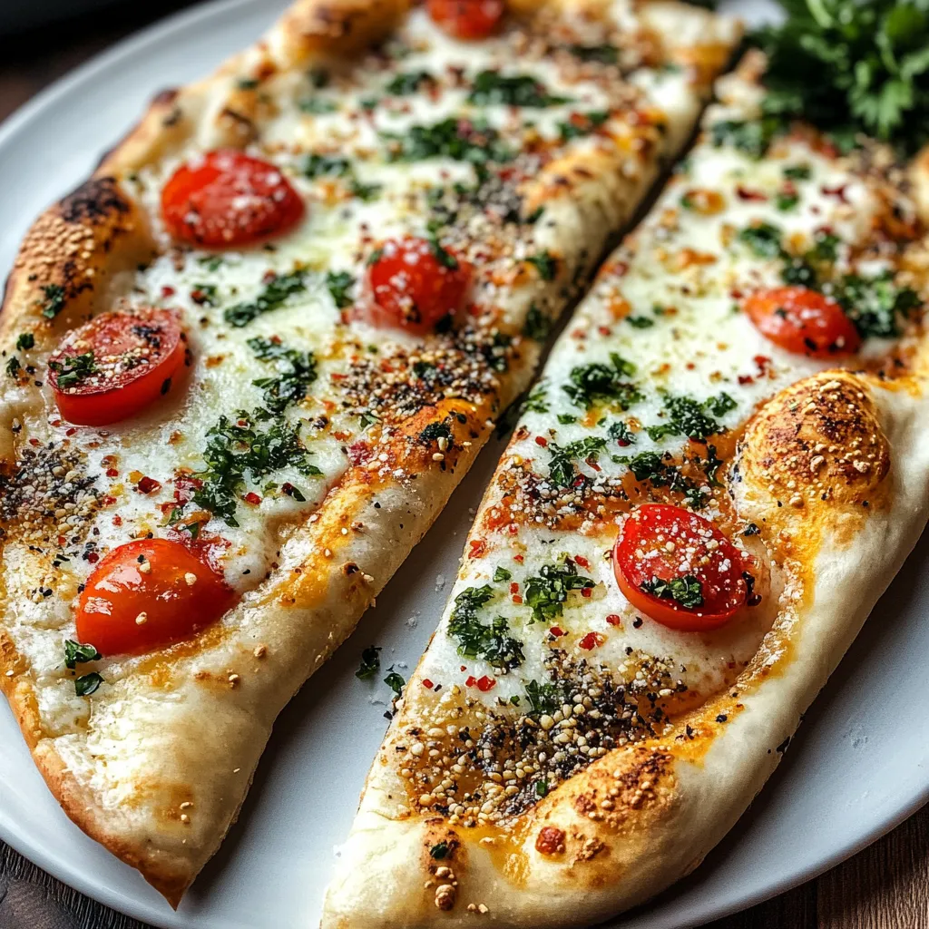 Two pieces of pizza with tomatoes and cheese.
