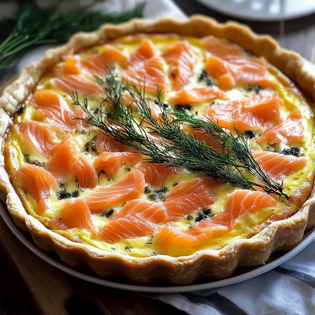 A slice of salmon and egg pie.