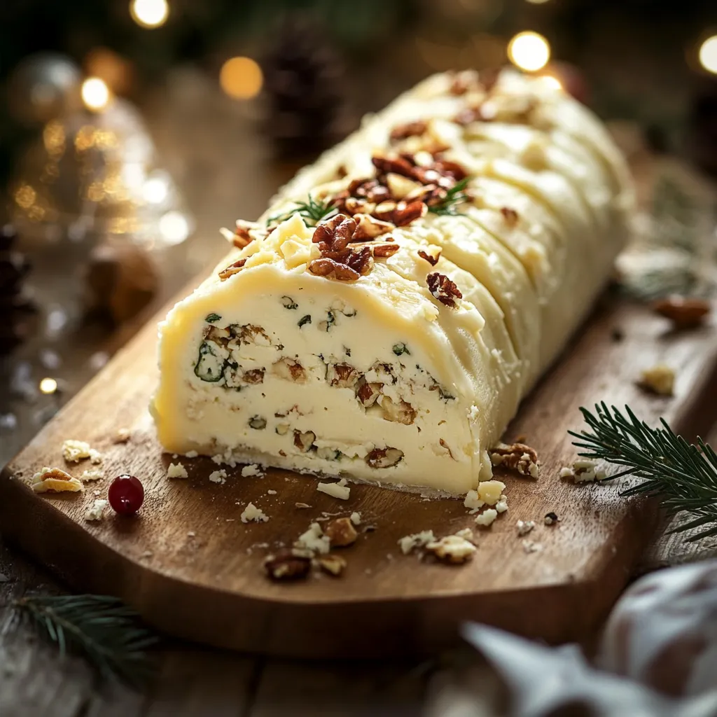 A slice of cheesecake with nuts on top.