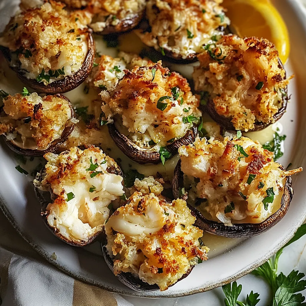 A plate of food with shrimp and mushrooms.