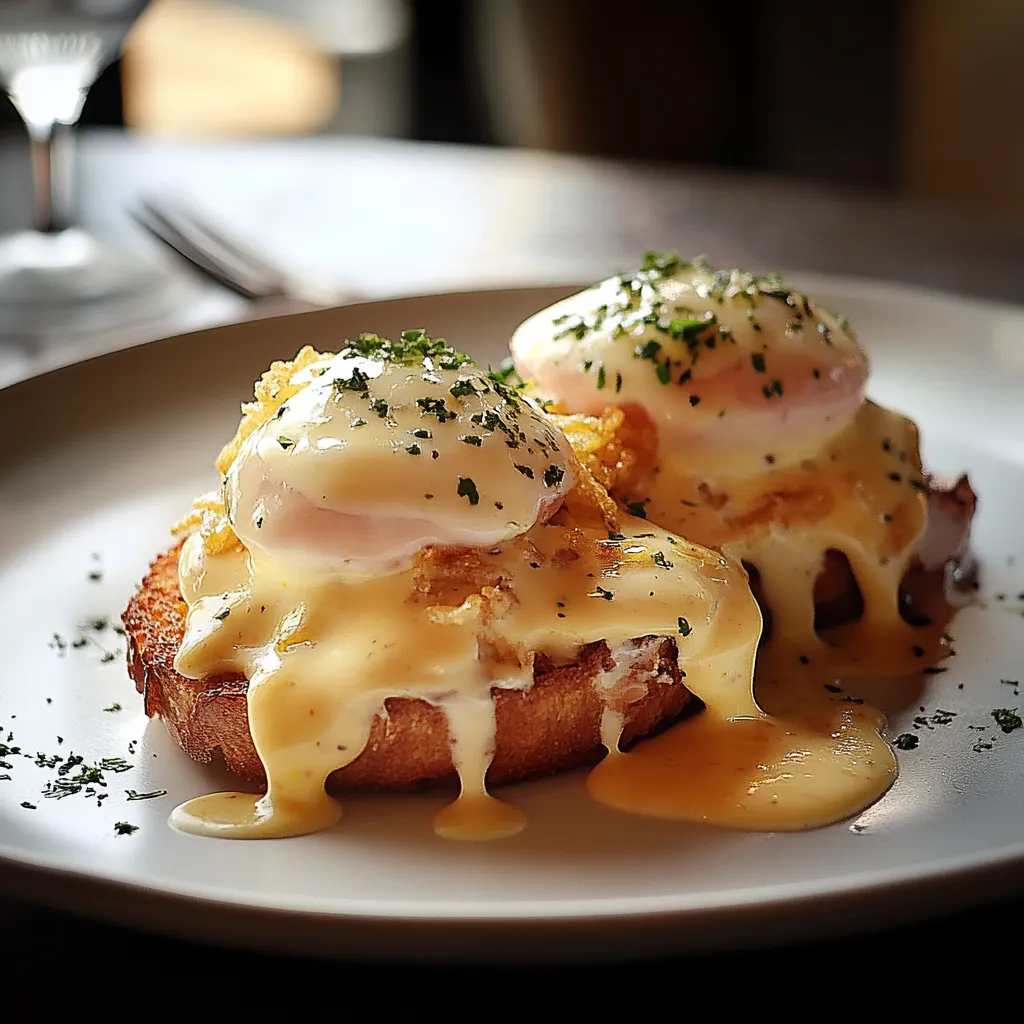 Two eggs on toast with cheese and herbs.
