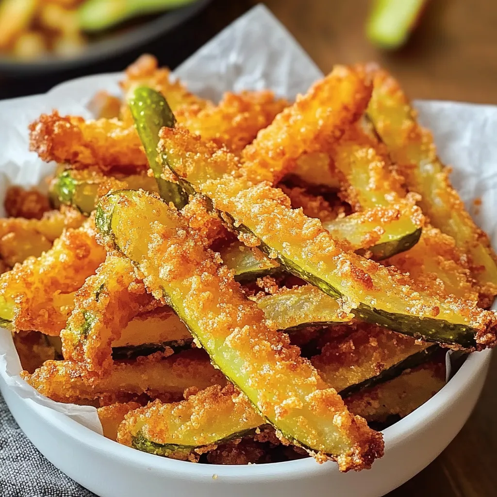 A bowl of fried food with a green vegetable.