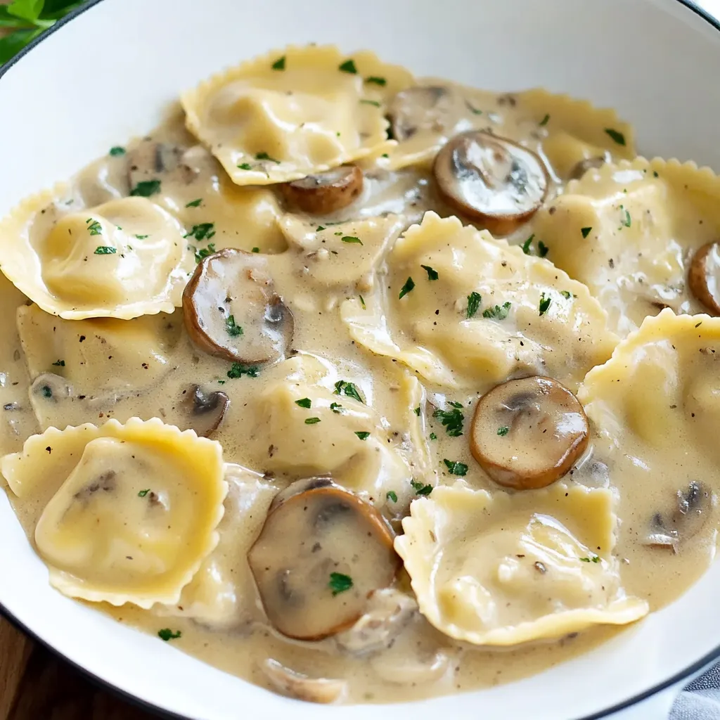 A bowl of pasta with mushrooms and cheese.