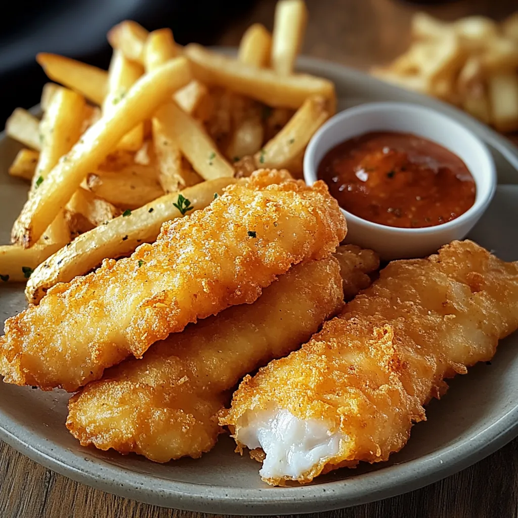 A plate of fish sticks and fries.