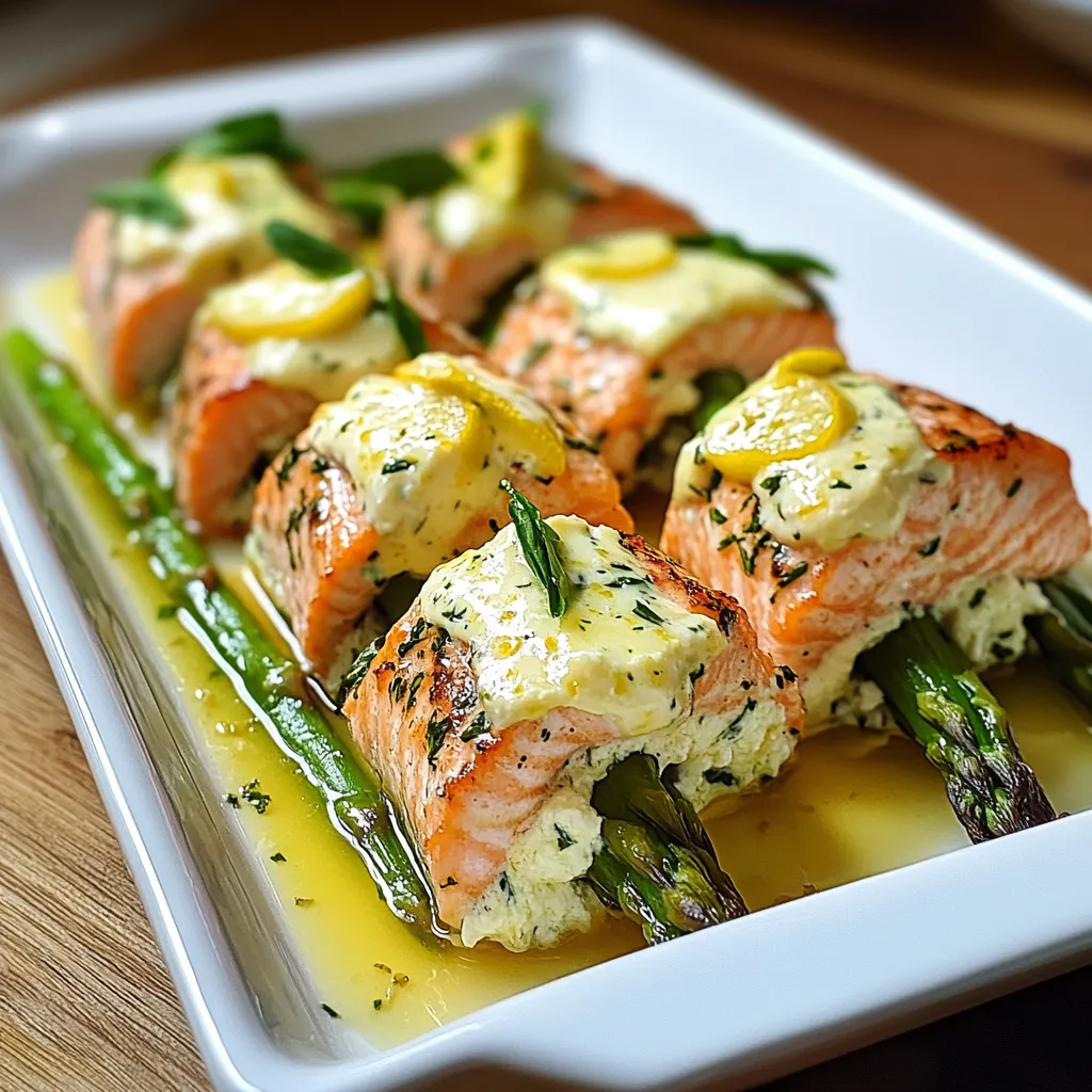 A plate of food with salmon and asparagus.