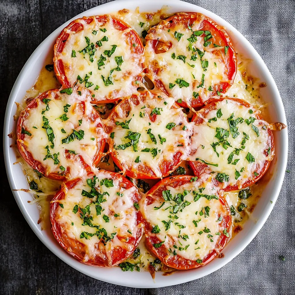 A plate of food with tomatoes and cheese.