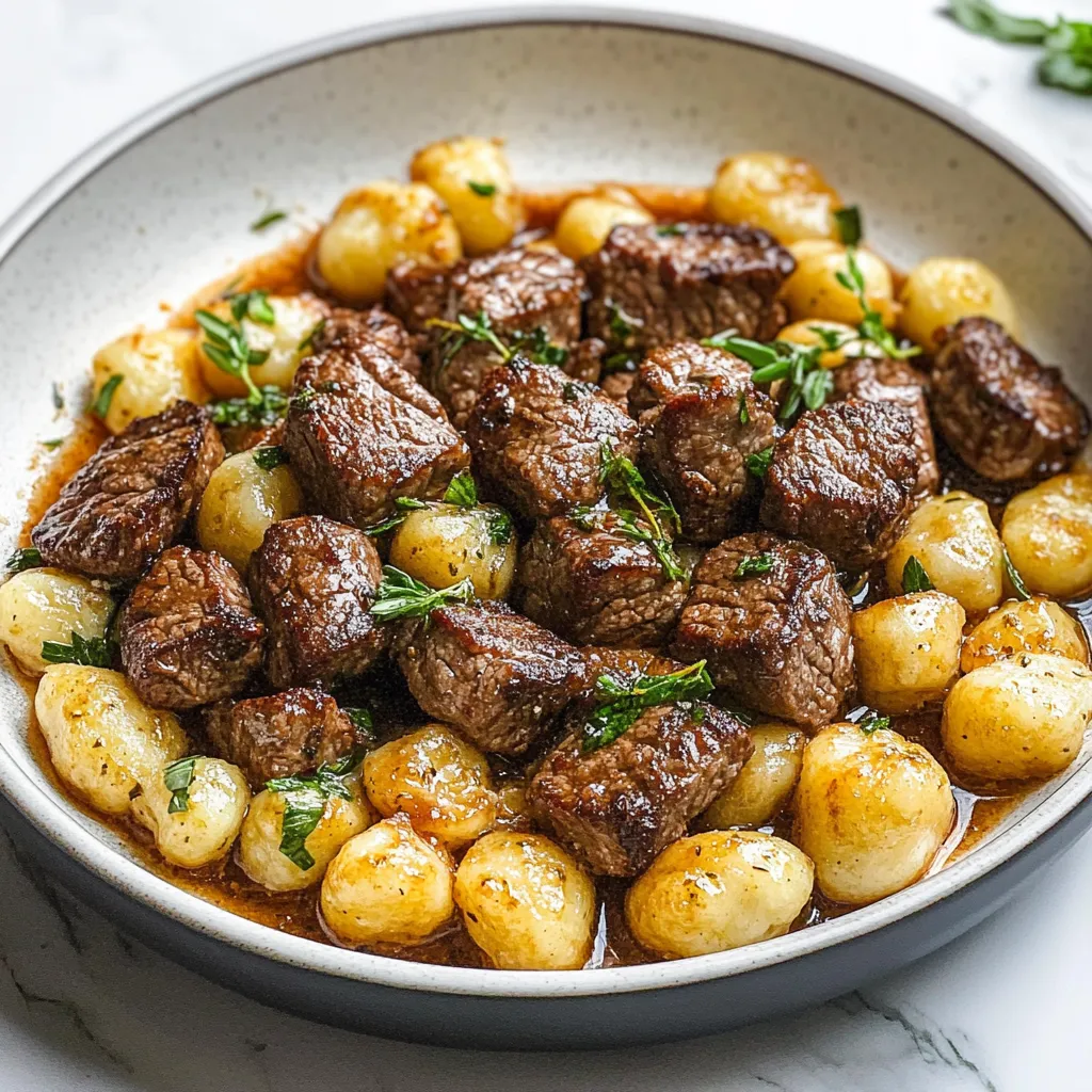 A bowl of meat and potatoes.