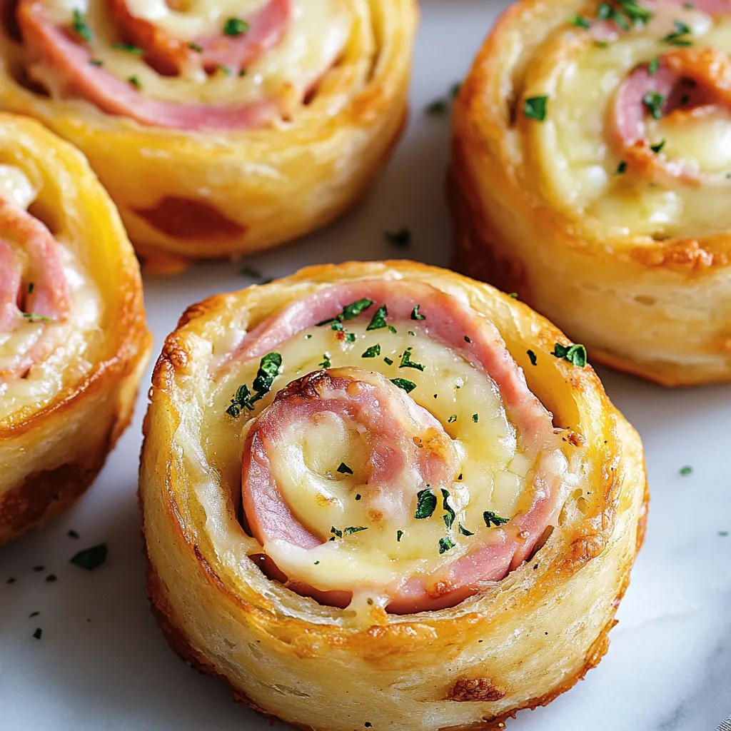 Three rolls of meat and cheese.