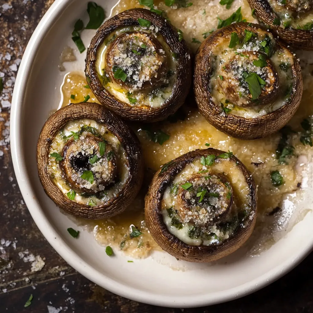 A plate of mushrooms with sauce on top.