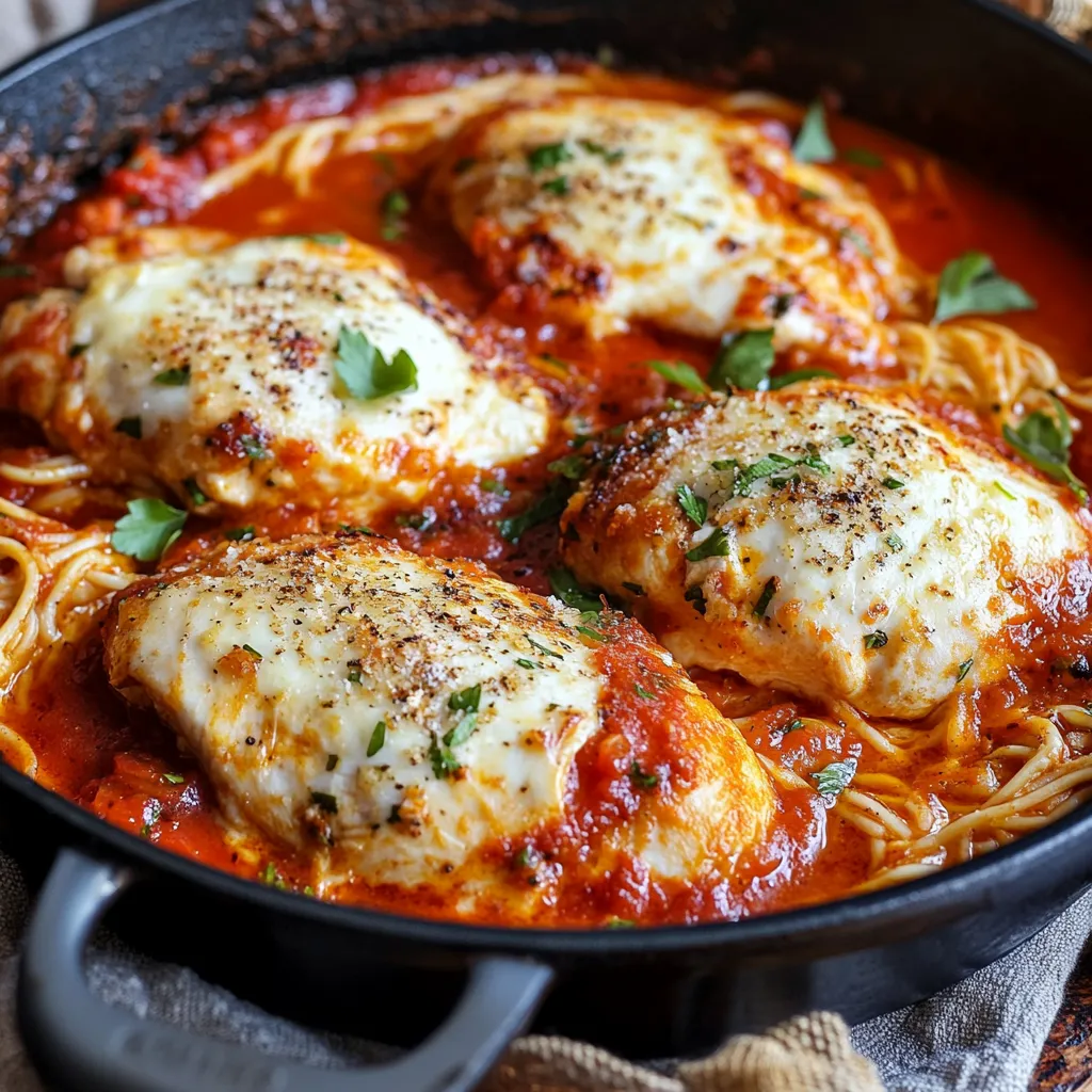 A pan of food with chicken and spaghetti.