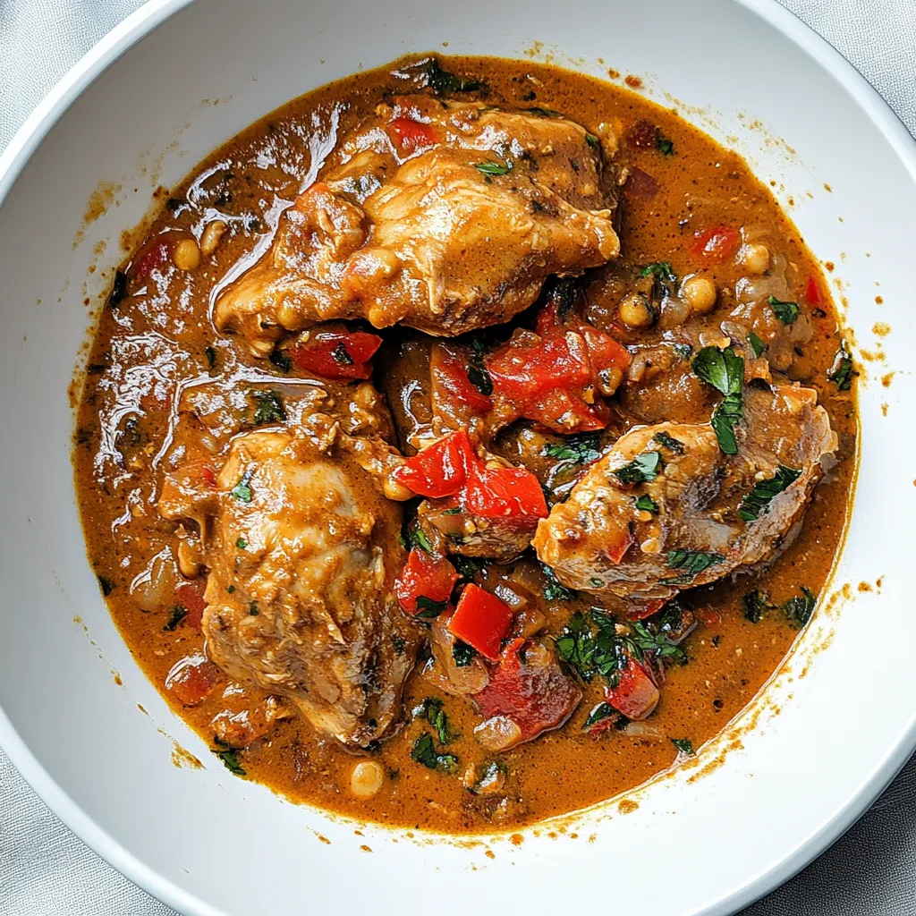 A bowl of chicken and vegetables.